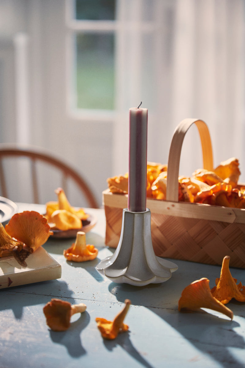 Kantarel lysestage, sand - H10 cm